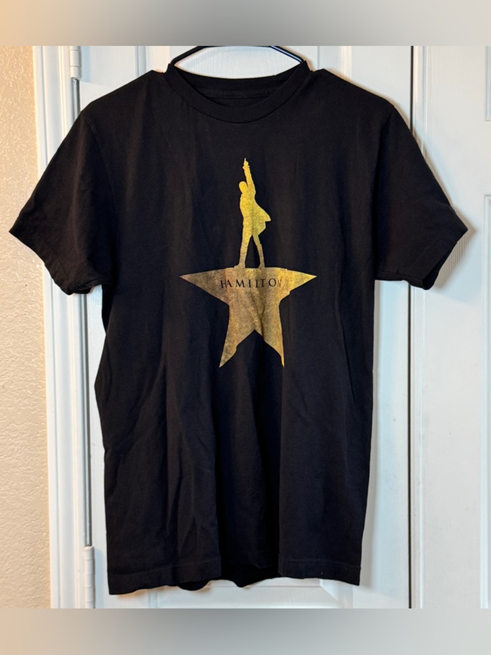 Hamilton Musical Shirt Mens Medium Broadway Black Gold Logo Graphic 100% Cotton